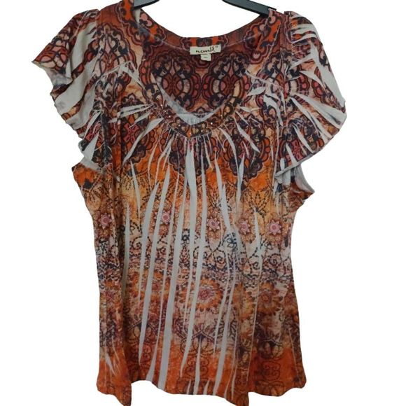 ONE WORLD Tops - Oneworld Top Short Sleeve Multi Size 2X